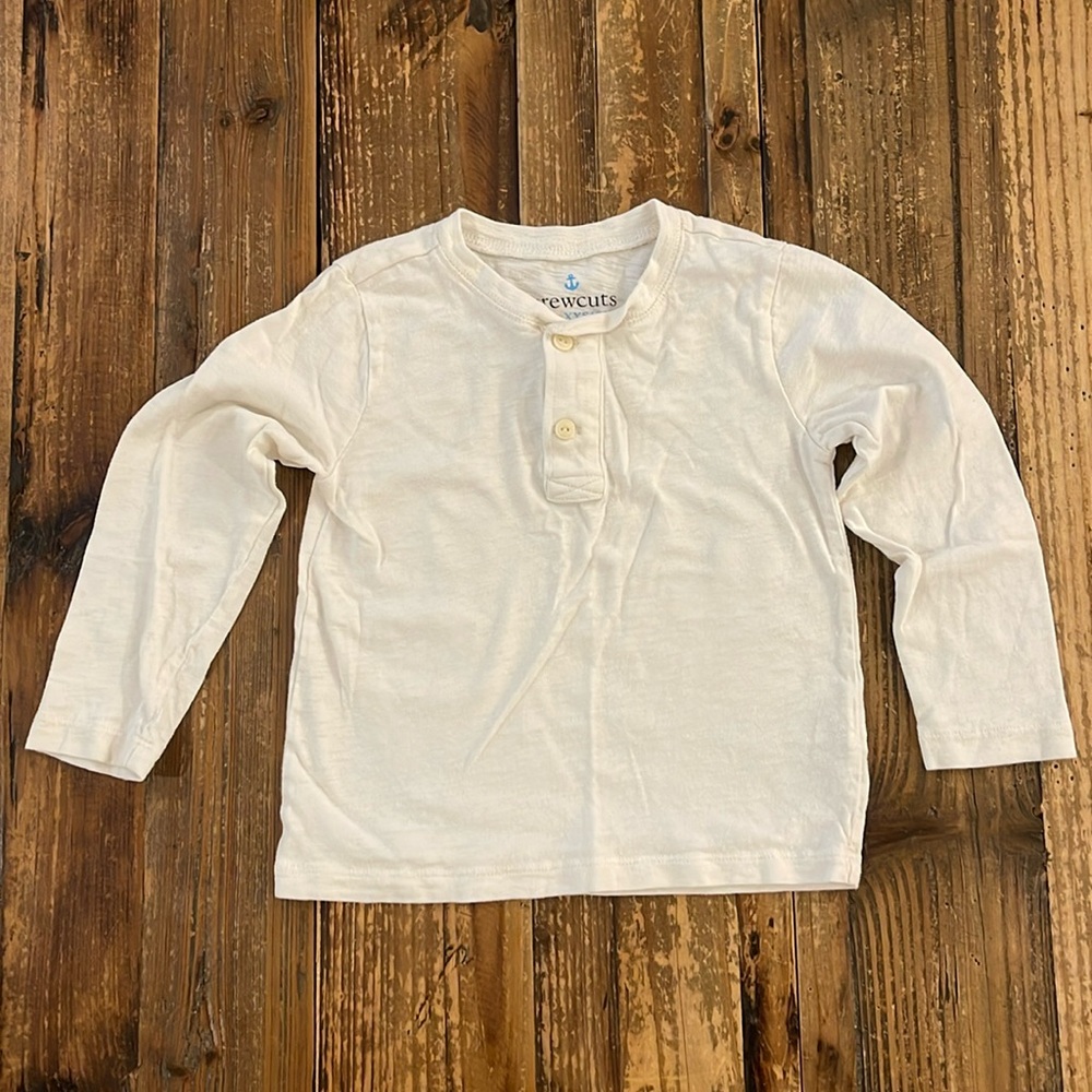 J Crew white long sleeve henley, size 3.